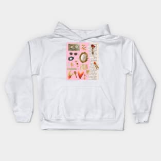 Vintage Old Money Aesthetic Collage Print Barbie Pink Kids Hoodie